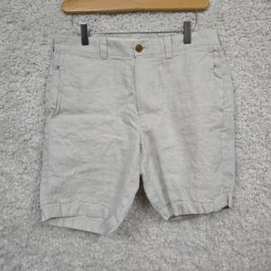 J.Crew Stanton Shorts Mens 31 Beige Baird McNutt Irish Linen Herringbone Classic